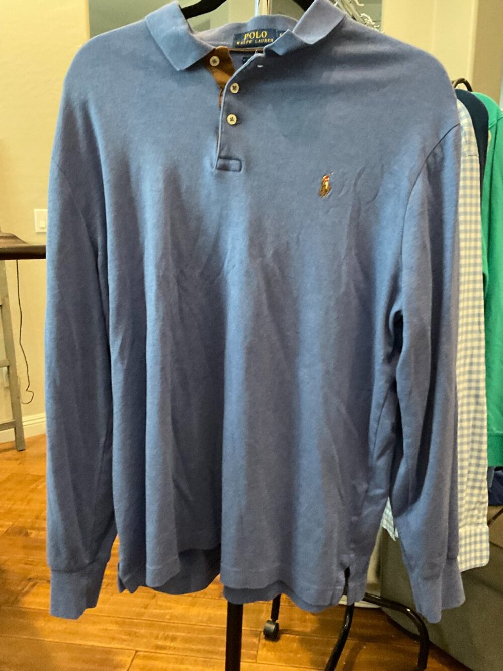 Polo Ralph Lauren Men's L Long Sleeve Mesh Polo Blue